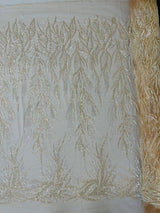 Fiesta Beaded Lace Polyester Fabric - Hand Beaded Vine Lace, 50" Width, 36" Length (1 Yard)