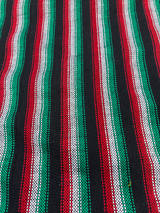 Zapata Tri Color Acrylic Fabric - Black With White, Red And Green Horizontal Stripes, 30" Width (1 Yard)