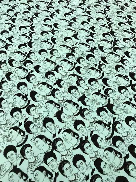 Robert Kaufman Frida Cotton Fabric - Blue Frida Face Print, 44/45" Width (1 Yard)