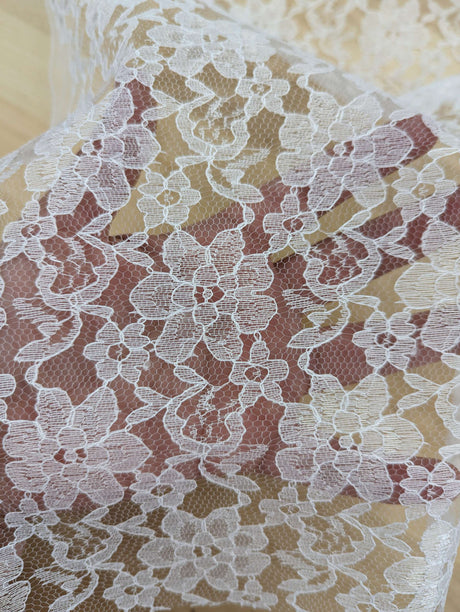 Raschel Lace 100 Percent Polyester Fabric - Floral Pattern, 58/59" Width (1 Yard)