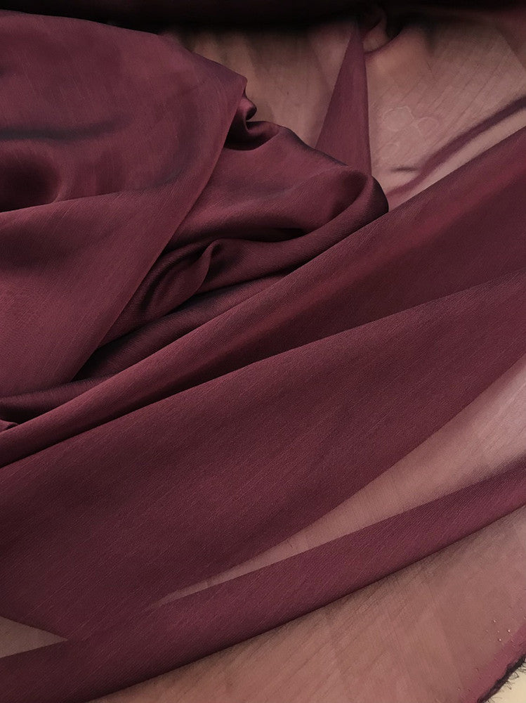 Two Tone Chiffon Polyester Fabric - Burgundy, Two Tone, 58/59" Width (1 Yard)