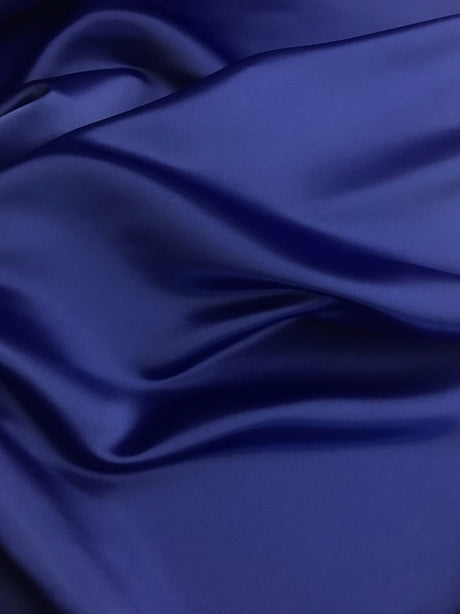 Peau De Soie Dull Satin Polyester Fabric - Dark Royal Blue, 58/59" Width (1 Yard)