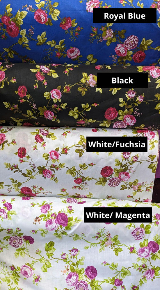 Roses Polycotton Fabric - Floral Roses Print, 59/60" Width (1 Yard)