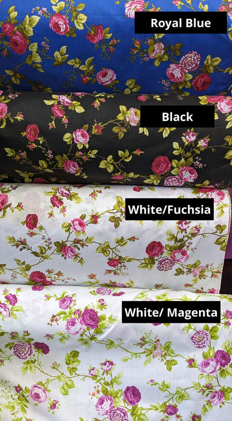Roses Polycotton Fabric - Floral Roses Print, 59/60" Width (1 Yard)
