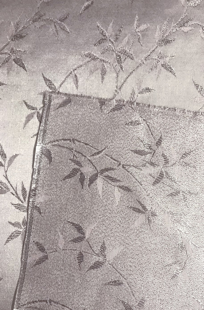 Ice Pink Metallic Vine Polyester Brocade Fabric - Ice Pink, Metallic Silver Vine Pattern, 58/59" Width (1 Yard)