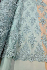 Bridal Lace With Sequins Polyester Lace Fabric - Multiple Colors, Corded Floral, Scalloped Edges, 50/51" Width (1 Yard)