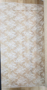 Stretch Lace Polyester Spandex Fabric - Black/Ivory Floral Pattern, 58/59" Width (1 Yard)