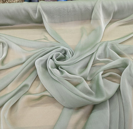 Two Tone Chiffon Polyester Fabric - Sage Green, 58/59" Width (1 Yard)