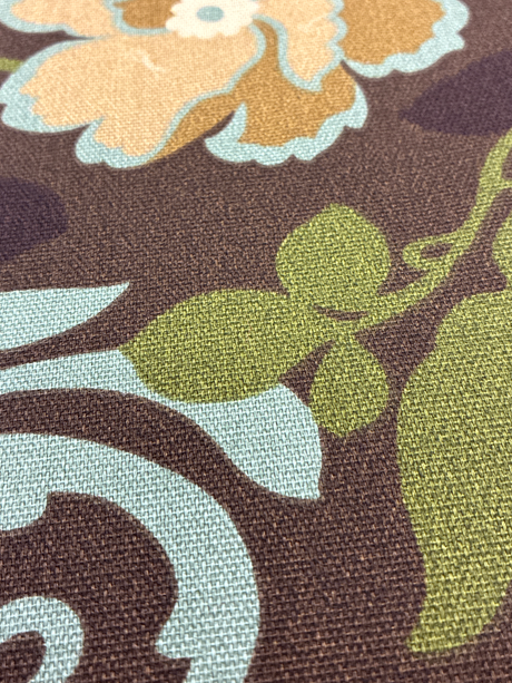 Floral Print Canvas Cotton Fabric - Brown/Green Floral Print, 55/56" Width (1 Yard)