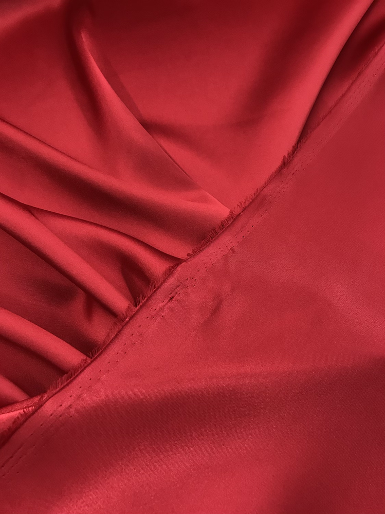 Charmeuse Polyester Fabric - Red, 58/59" Width (1 Yard)