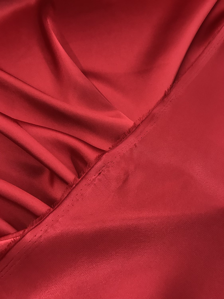 Charmeuse Polyester Fabric - Red, 58/59" Width (1 Yard)