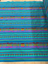 Atardecer Turquesa Acrylic Fabric - Turquoise Multicolor Horizontal Design, 30" Width (1 Yard)