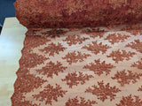 Bridal Lace With Sequins Polyester Lace Fabric - Multiple Colors, Corded Floral, Scalloped Edges, 50/51" Width (1 Yard)
