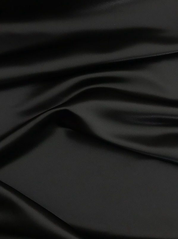 Dull Satin (Peau De Soie) Polyester Fabric - Black, 58/59" Width (1 Yard)