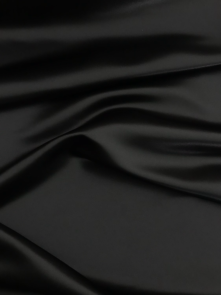 Dull Satin (Peau De Soie) Polyester Fabric - Black, 58/59" Width (1 Yard)