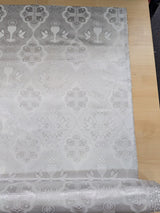 Silver Church Metallic Cross Polyester Brocade Fabric - White/Silver Cross Pattern, 58/59" Width (1 Yard)
