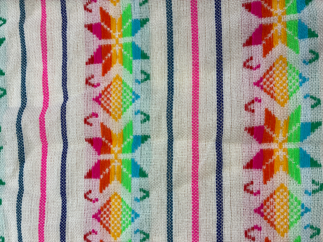Serenata Multi Blanca Acrylic Fabric - White Multicolor Horizontal Pattern, 30" Width (1 Yard)