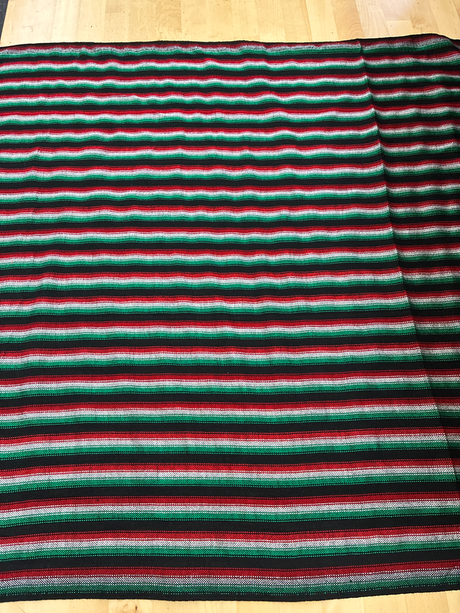 Zapata Tri Color Acrylic Fabric - Black With White, Red And Green Horizontal Stripes, 30" Width (1 Yard)