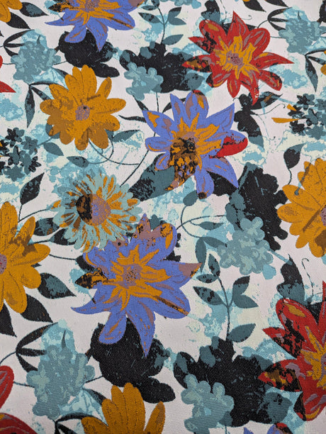Matte Jacquard With Flowers Polyester Jacquard Fabric - Floral Pattern, Matte Finish, 58/59" Width (1 Yard)