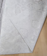 Silver Church Metallic Cross Polyester Brocade Fabric - White/Silver Cross Pattern, 58/59" Width (1 Yard)