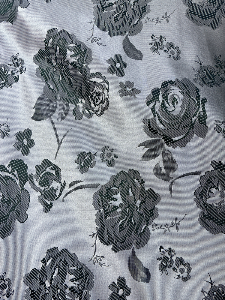 Flower Jacquard Brocade Polyester Fabric - Floral Pattern, 58/59" Width, 5 Colors (1 Yard)