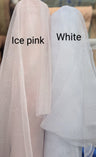 Dew Drop Sparkle Organza Polyester Fabric - White, Ice Pink Iridescent Dewdrop Pattern, 58-59" Width (1 Yard)