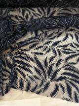 Black Velvet Flocking Lace Polyester Lace Fabric - Glitter Accent, Stretch Mesh, 59/60" Width (1 Yard)