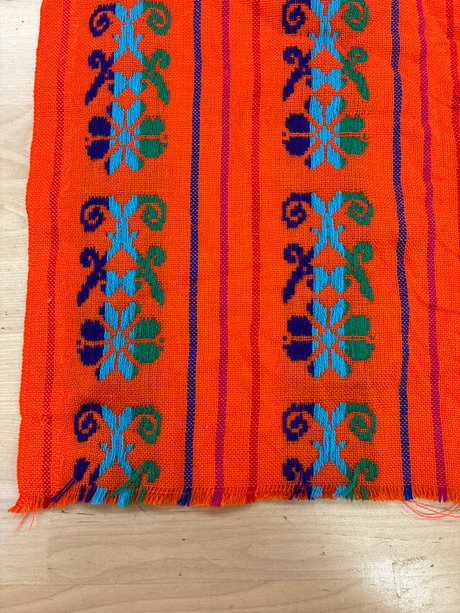 Ramo Naranja Acrylic Fabric - Orange Multicolor Design, Horizontal Pattern, 30" Width (1 Yard)