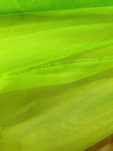 Crystal Organza Polyester Fabric - Neon Green, 58/59" Width (1 Yard)