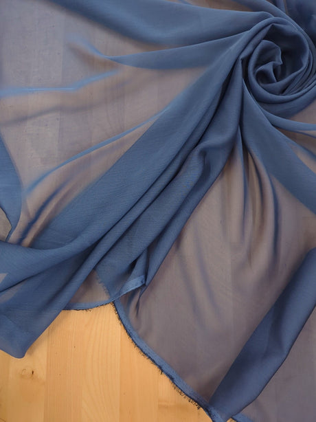 Two Tone Chiffon Polyester Fabric - Steel Blue, Sheer Lightweight, 58/59" Width (1 Yard)