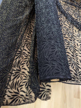 Black Velvet Flocking Lace Polyester Lace Fabric - Glitter Accent, Stretch Mesh, 59/60" Width (1 Yard)
