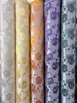 Flower Jacquard Brocade Polyester Fabric - Floral Pattern, 58/59" Width, 5 Colors (1 Yard)