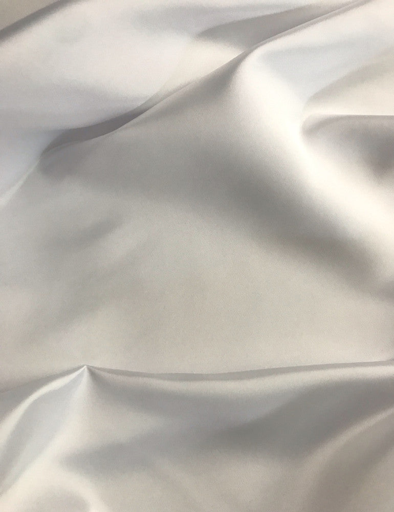 Dull Satin (Peau De Soie) Polyester Fabric - White, 58-59" Width (1 Yard)