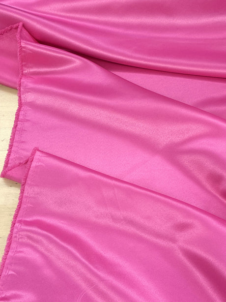 Peau De Soie Dull Satin Polyester Fabric - Hot Pink, 58/59" Width (1 Yard)