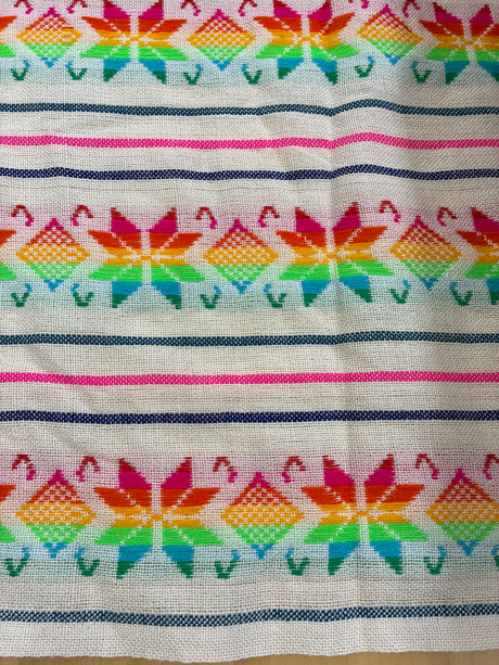 Serenata Multi Blanca Acrylic Fabric - White Multicolor Horizontal Pattern, 30" Width (1 Yard)