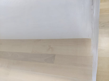 Hard Net Tulle Polyester Fabric - White, 58/59" Width, Medium Stiffness (1 Yard)