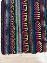 Maíz Acrylic Fabric - Black Multicolor Design, Horizontal Pattern, 30" Width (1 Yard)