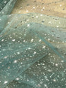 Foil Star Polyester Organza Fabric - Multiple Colors, Silver Foil Stars, 58/59" Width (1 Yard)