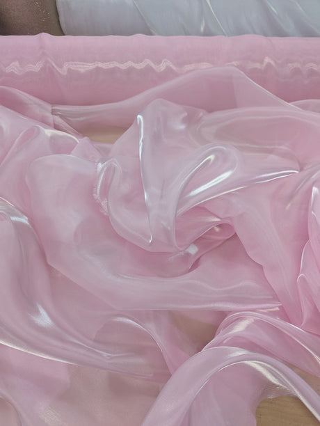 Liquid Organza Polyester Organza Fabric - White, Light Pink, Hot Pink, Sheer, 58-59" Width (1 Yard)