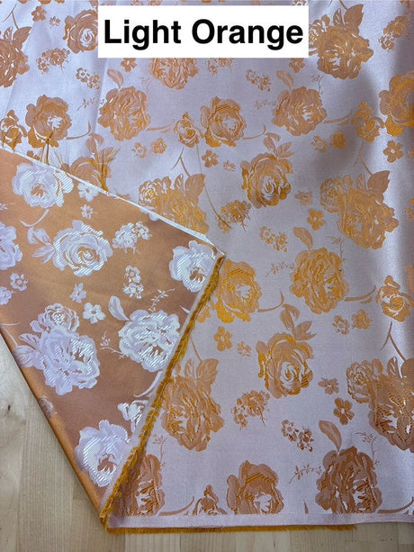 Flower Jacquard Brocade Polyester Fabric - Floral Pattern, 58/59" Width, 5 Colors (1 Yard)