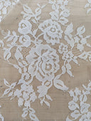 Stretch Lace Polyester Spandex Fabric - Black/Ivory Floral Pattern, 58/59" Width (1 Yard)