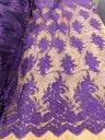 Bridal Lace Polyester Lace Fabric - 8 Colors, Floral Corded Embroidery, 50-51" Width (1 Yard)