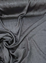 Black Crushed Charmeuse Polyester Fabric - Black, Crushed Finish, 54" Width (1 Yard)