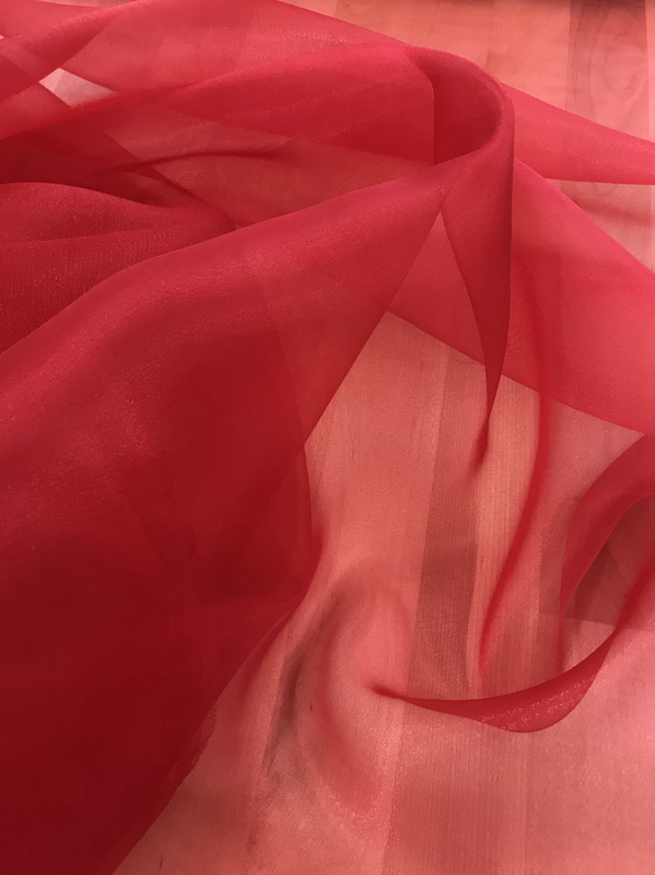 Crystal Organza Polyester Fabric - Red, 58/59" Width (1 Yard)