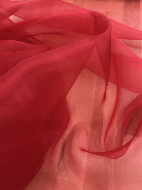 Crystal Organza Polyester Fabric - Red, 58/59" Width (1 Yard)
