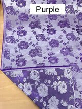 Flower Jacquard Brocade Polyester Fabric - Floral Pattern, 58/59" Width, 5 Colors (1 Yard)