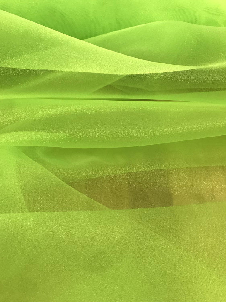 Crystal Organza Polyester Fabric - Neon Green, 58/59" Width (1 Yard)