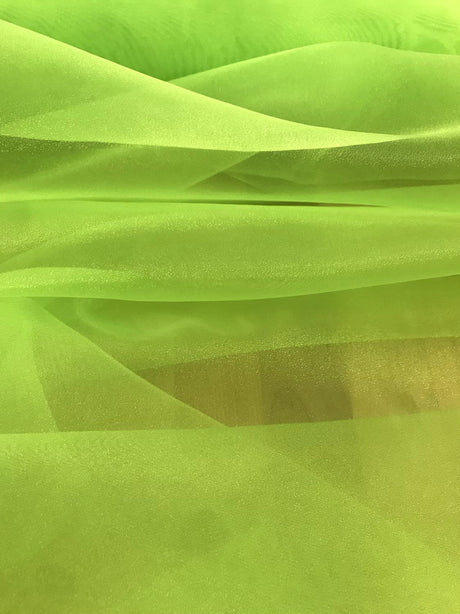 Crystal Organza Polyester Fabric - Neon Green, 58/59" Width (1 Yard)