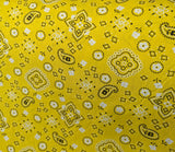 Bandana Poly Cotton Fabric - Paisley Bandana Print, Black, Red, Pink, Royal Blue, Yellow, 59/60" Width (1 Yard)