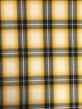 Yellow Plaid Polyester Poplin Fabric - Yellow/Gray/Black Plaid On White, 58/59" Width (1 Yard)